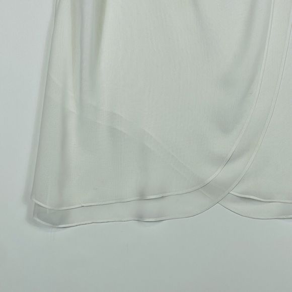 Calvin Klein Ivory Sheer Chiffon Sleeveless Wrap Front Blouse Top Womens‎ Large - Picture 3 of 5